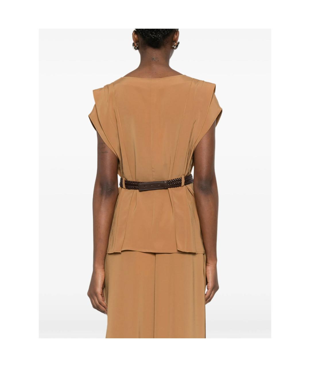 MAX MARA Горчичная полиэстеровая блузы, фото 4