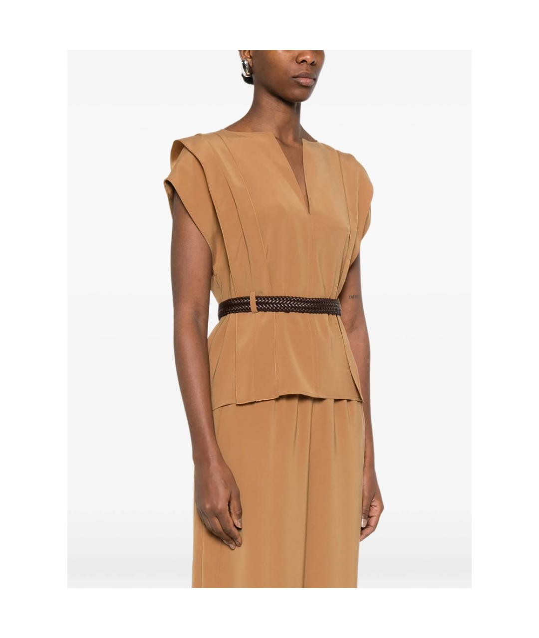 MAX MARA Горчичная полиэстеровая блузы, фото 5