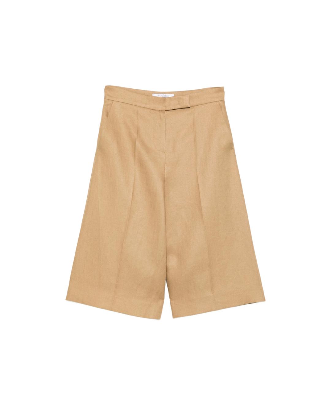 MAX MARA Бежевые льняные шорты, фото 1