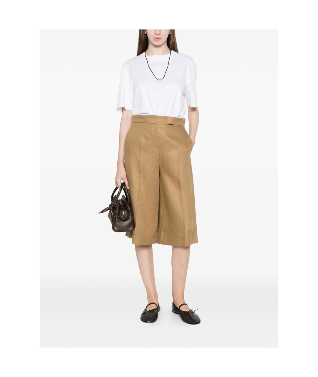 MAX MARA Бежевые льняные шорты, фото 5
