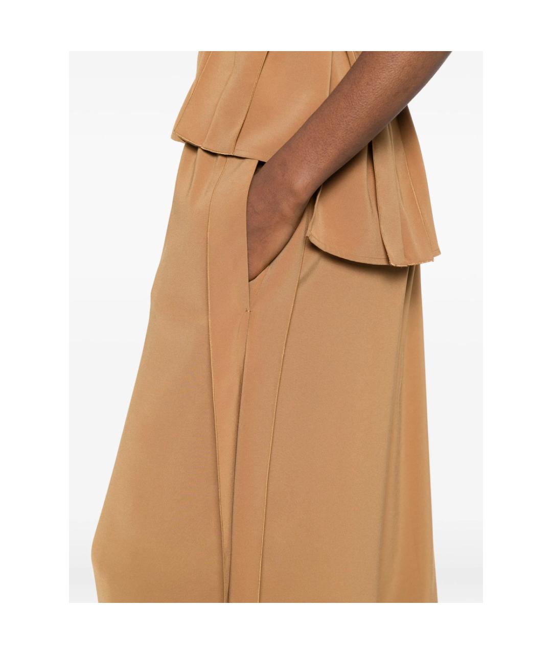 MAX MARA Коричневые полиэстеровые брюки широкие, фото 3