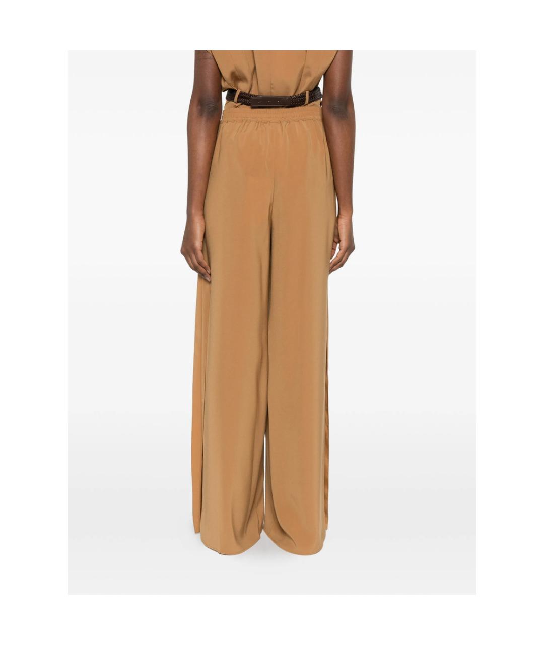 MAX MARA Коричневые полиэстеровые брюки широкие, фото 5