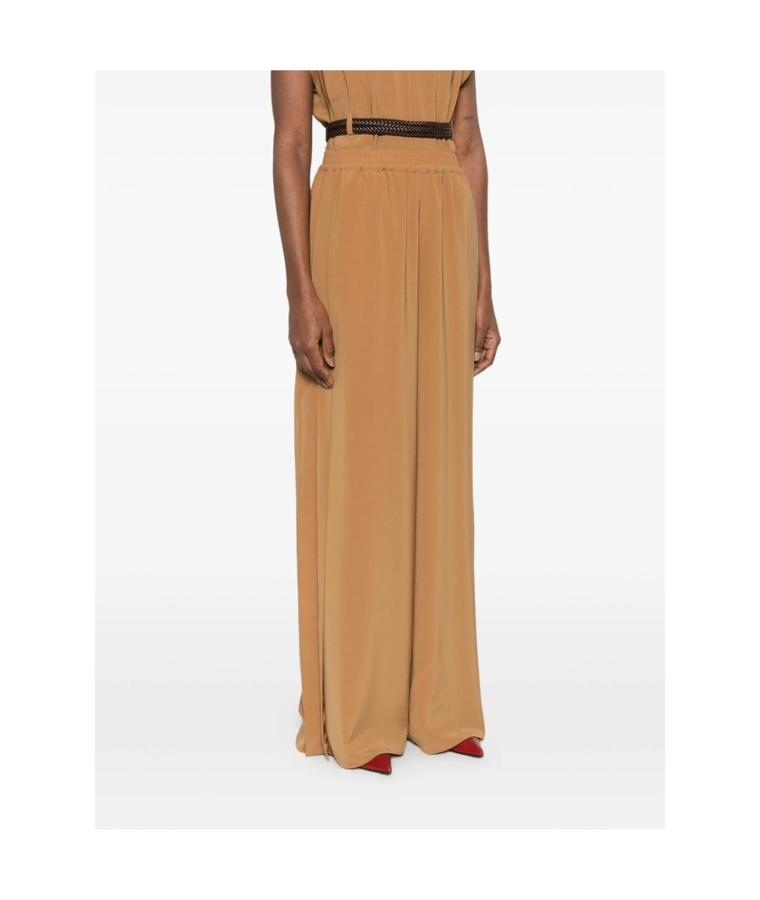 MAX MARA Коричневые полиэстеровые брюки широкие, фото 4