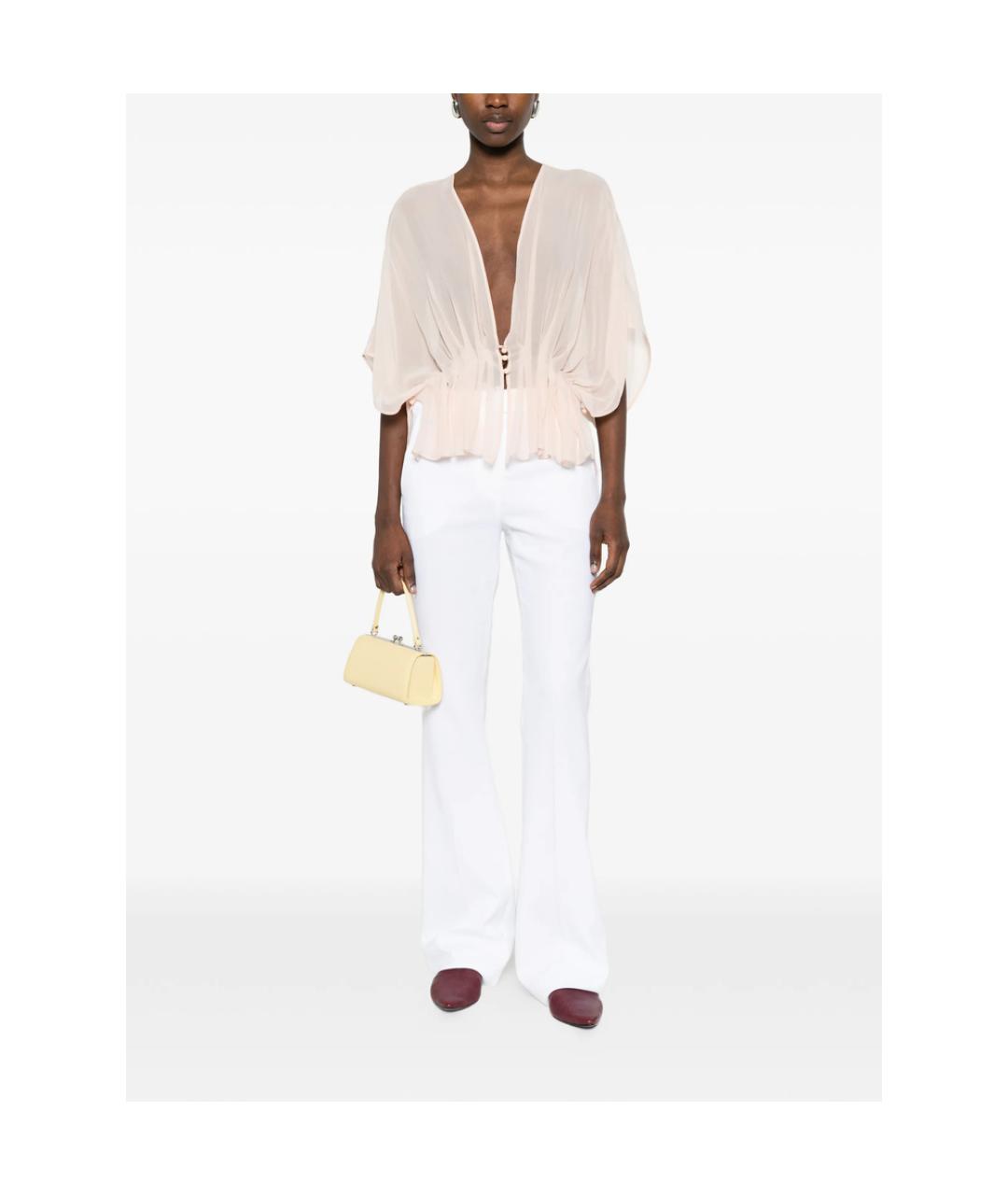 MAX MARA Белые хлопковые брюки широкие, фото 5