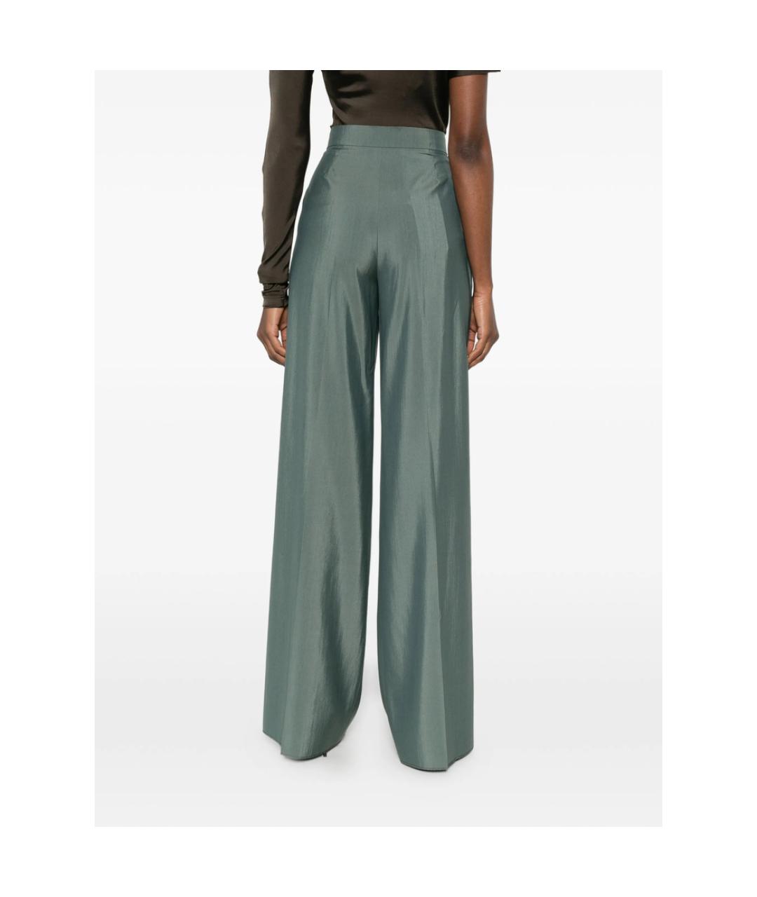MAX MARA Зеленые шерстяные брюки широкие, фото 2