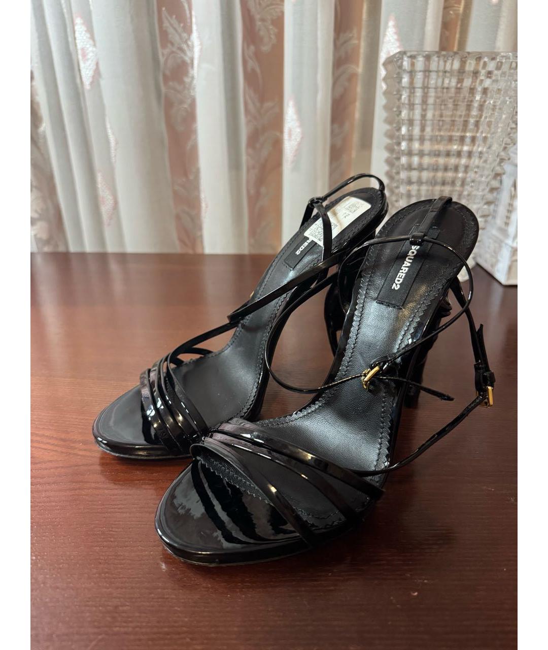 DSQUARED2 Черные босоножки из лакированной кожи, фото 4
