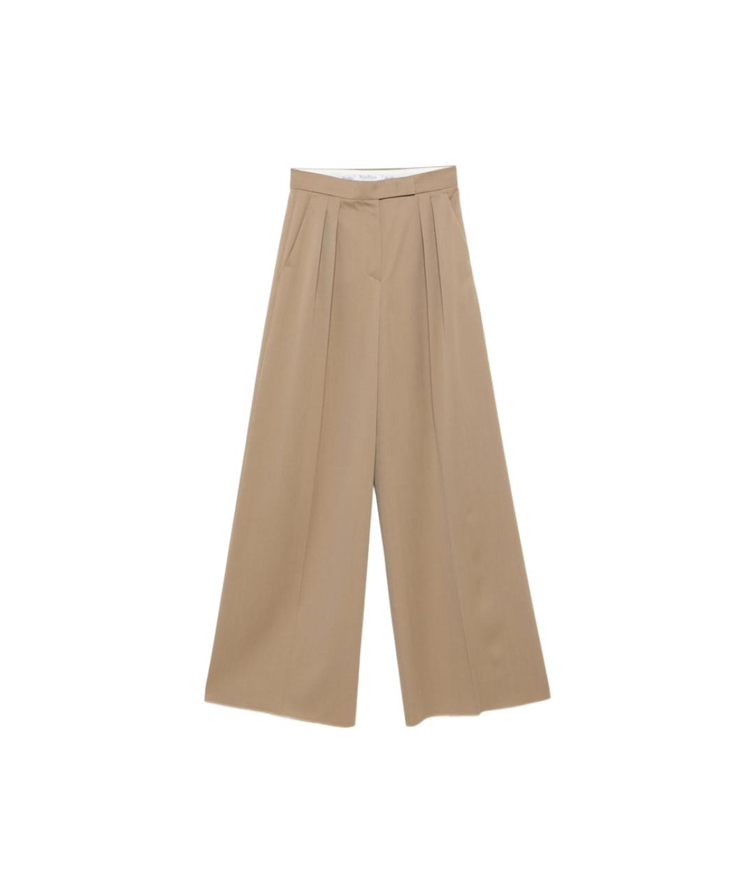 MAX MARA Бежевые шерстяные брюки широкие, фото 1