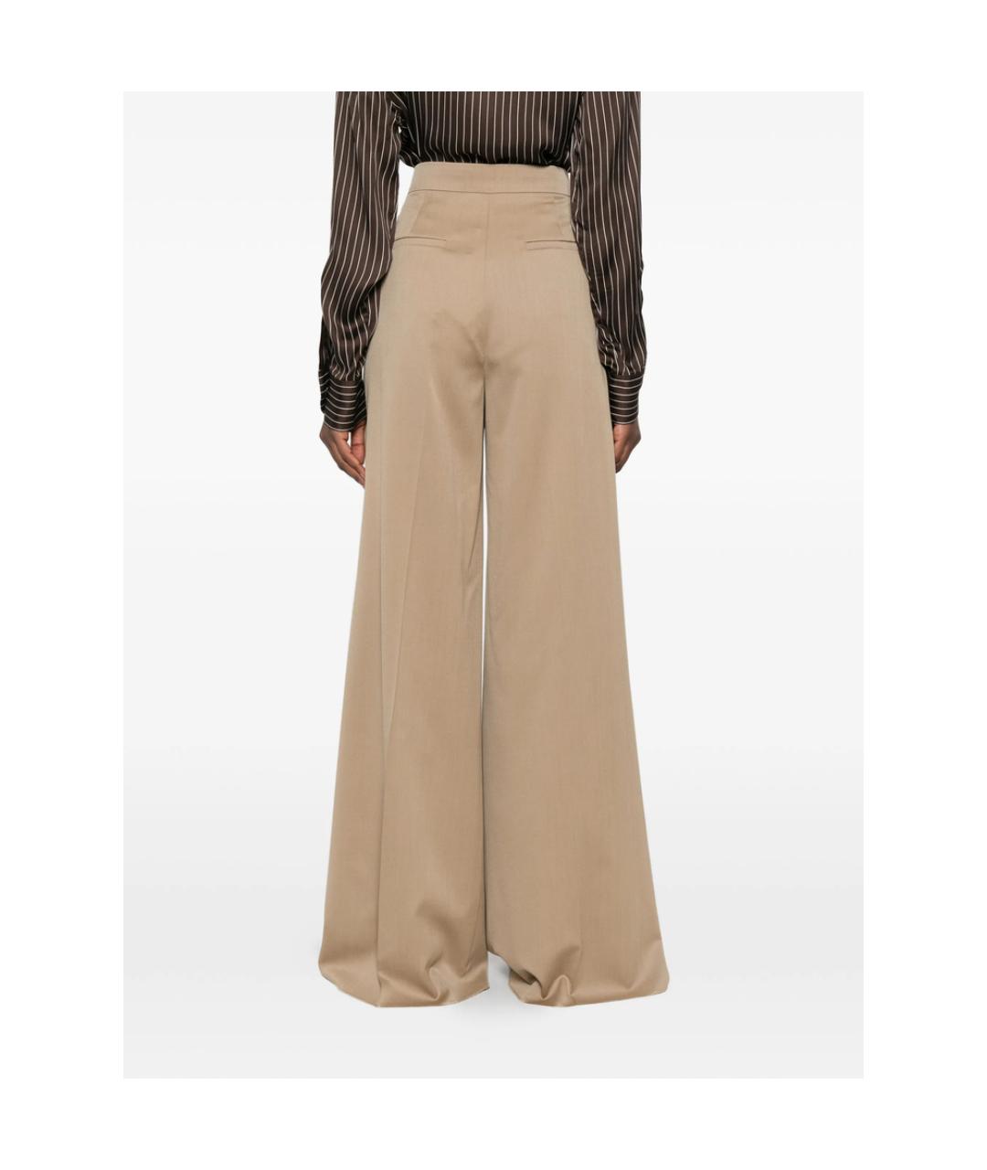 MAX MARA Бежевые шерстяные брюки широкие, фото 5