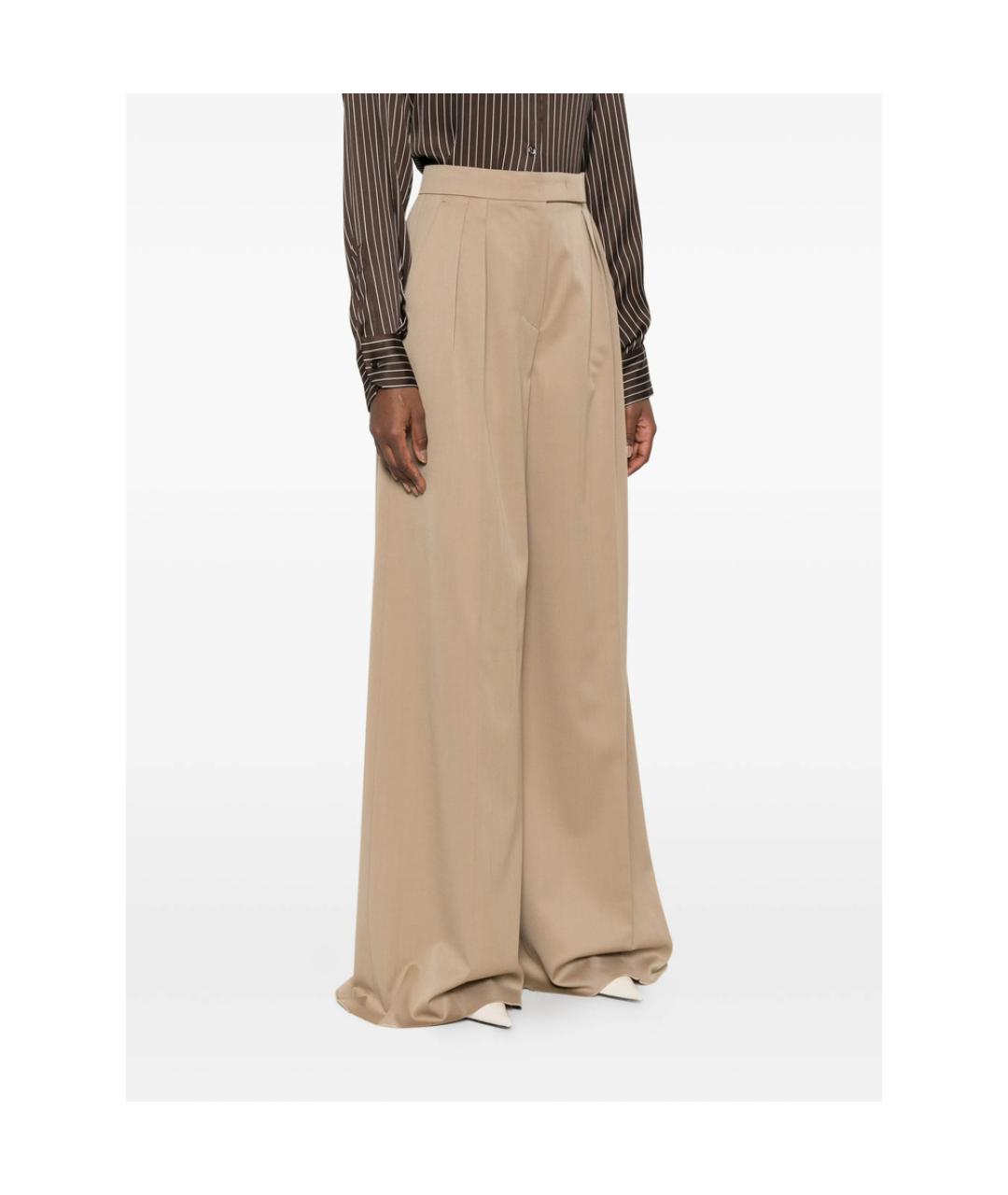 MAX MARA Бежевые шерстяные брюки широкие, фото 2