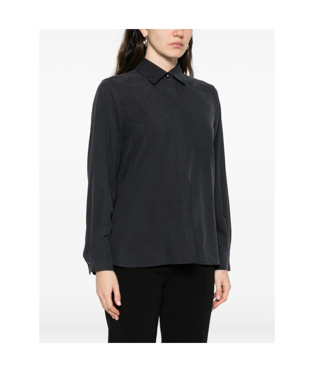 MAX MARA Синяя шелковая рубашка, фото 2
