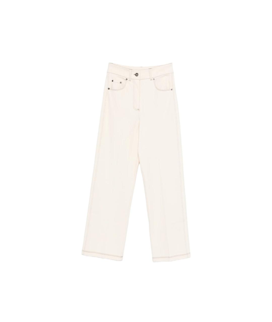 MAX MARA Белые полиэстеровые прямые брюки, фото 1