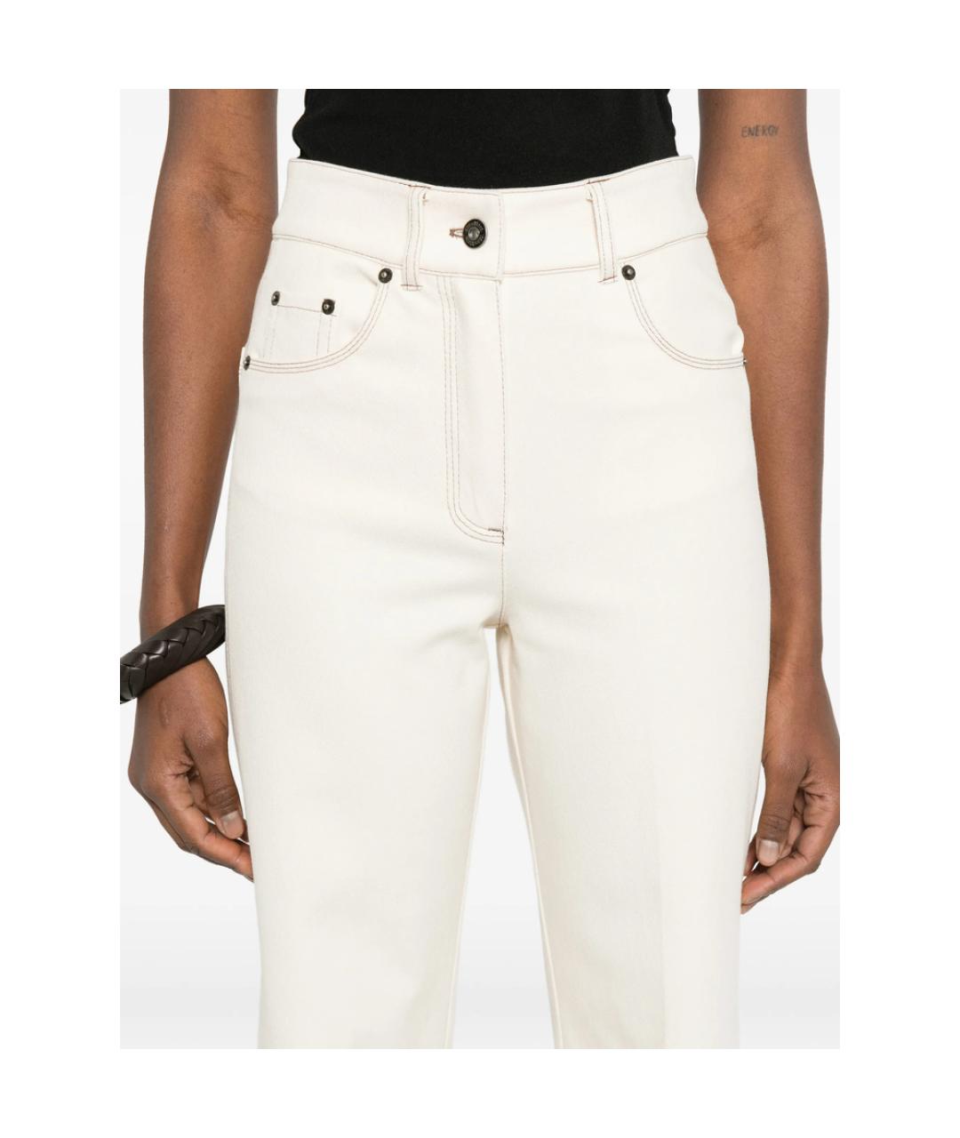 MAX MARA Белые полиэстеровые прямые брюки, фото 2