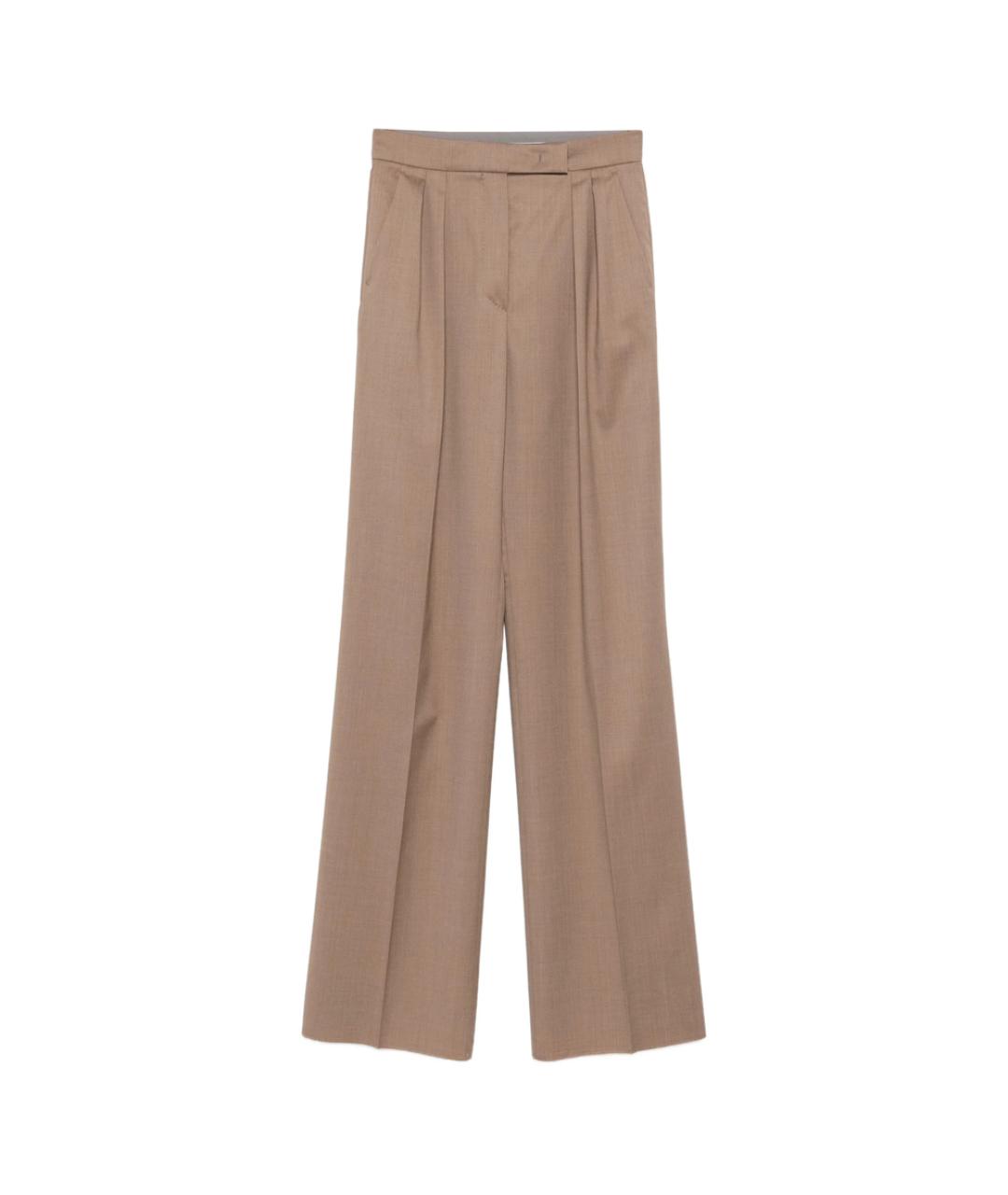 MAX MARA Бежевые шерстяные прямые брюки, фото 1