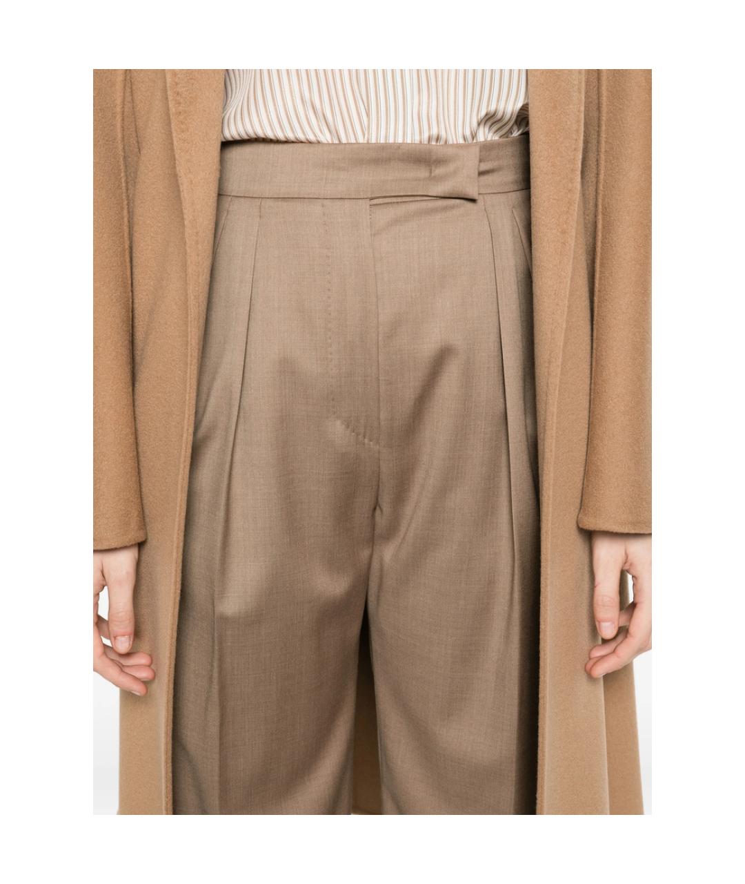 MAX MARA Бежевые шерстяные прямые брюки, фото 4