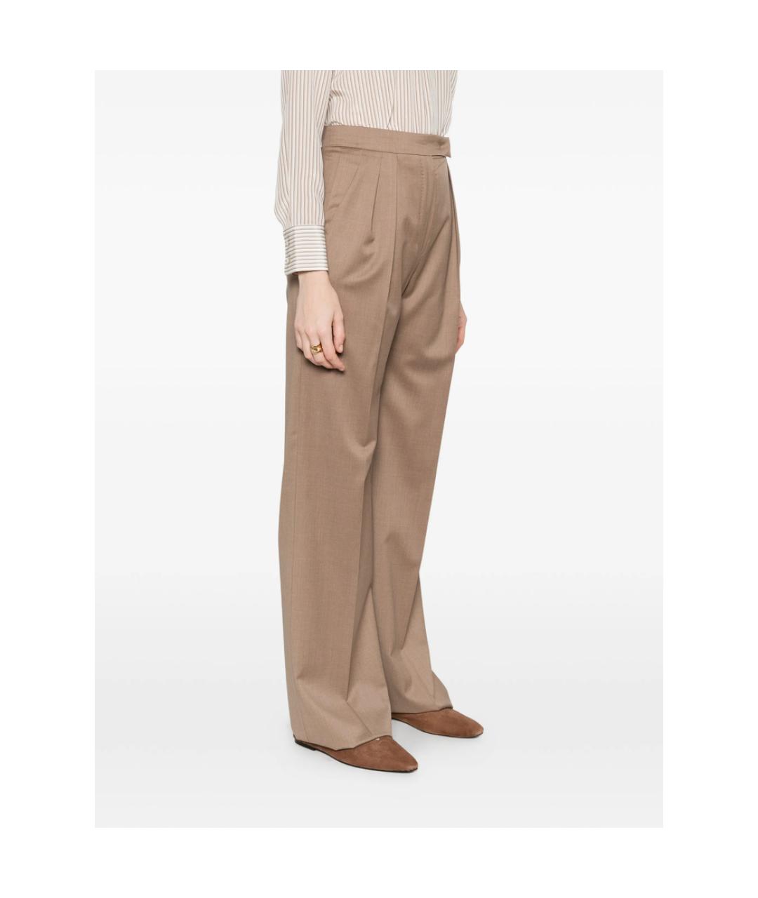 MAX MARA Бежевые шерстяные прямые брюки, фото 5
