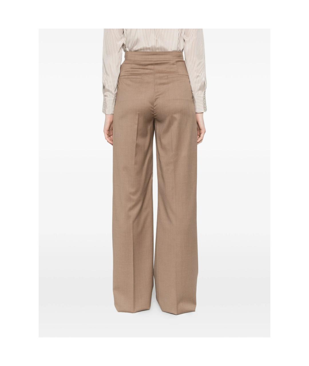 MAX MARA Бежевые шерстяные прямые брюки, фото 3