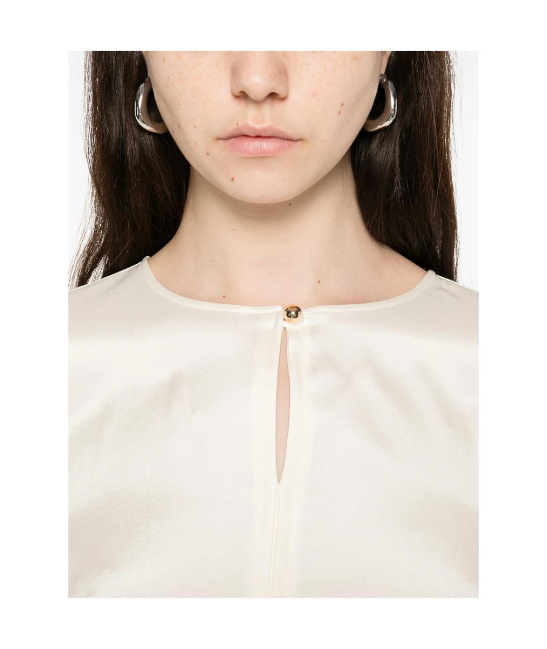 MAX MARA Белая шелковая блузы, фото 3
