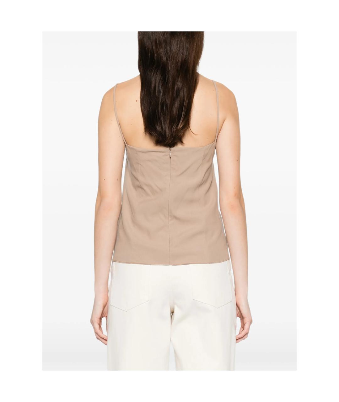 MAX MARA Бежевая шелковая блузы, фото 5