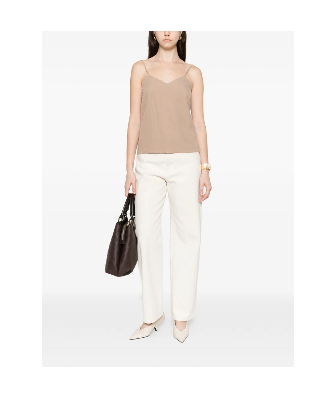 MAX MARA Бежевая шелковая блузы, фото 2