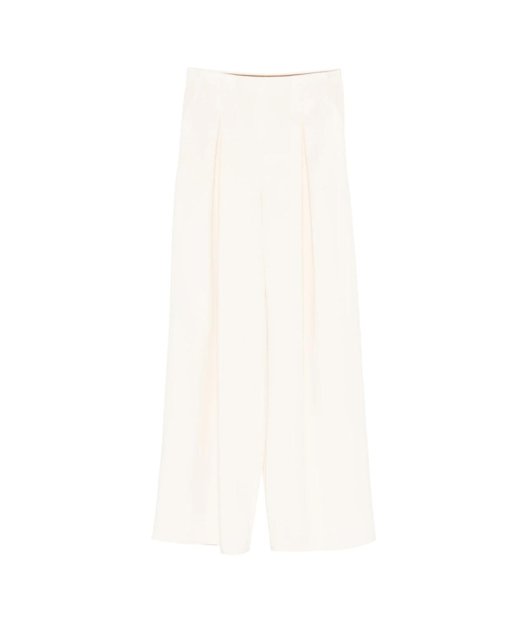 MAX MARA Белые шелковые брюки широкие, фото 1
