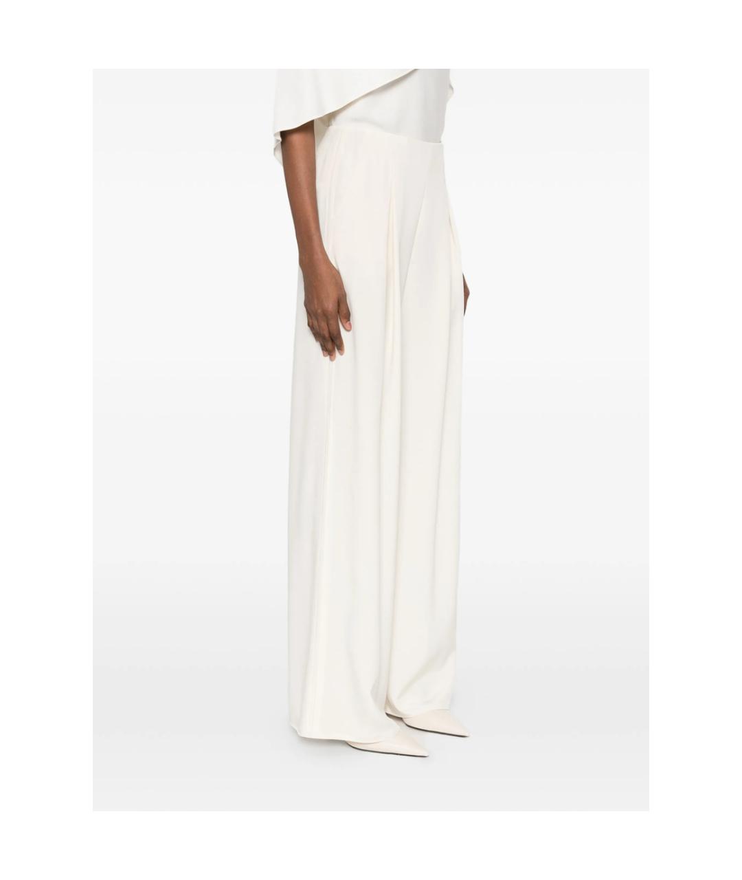 MAX MARA Белые шелковые брюки широкие, фото 4