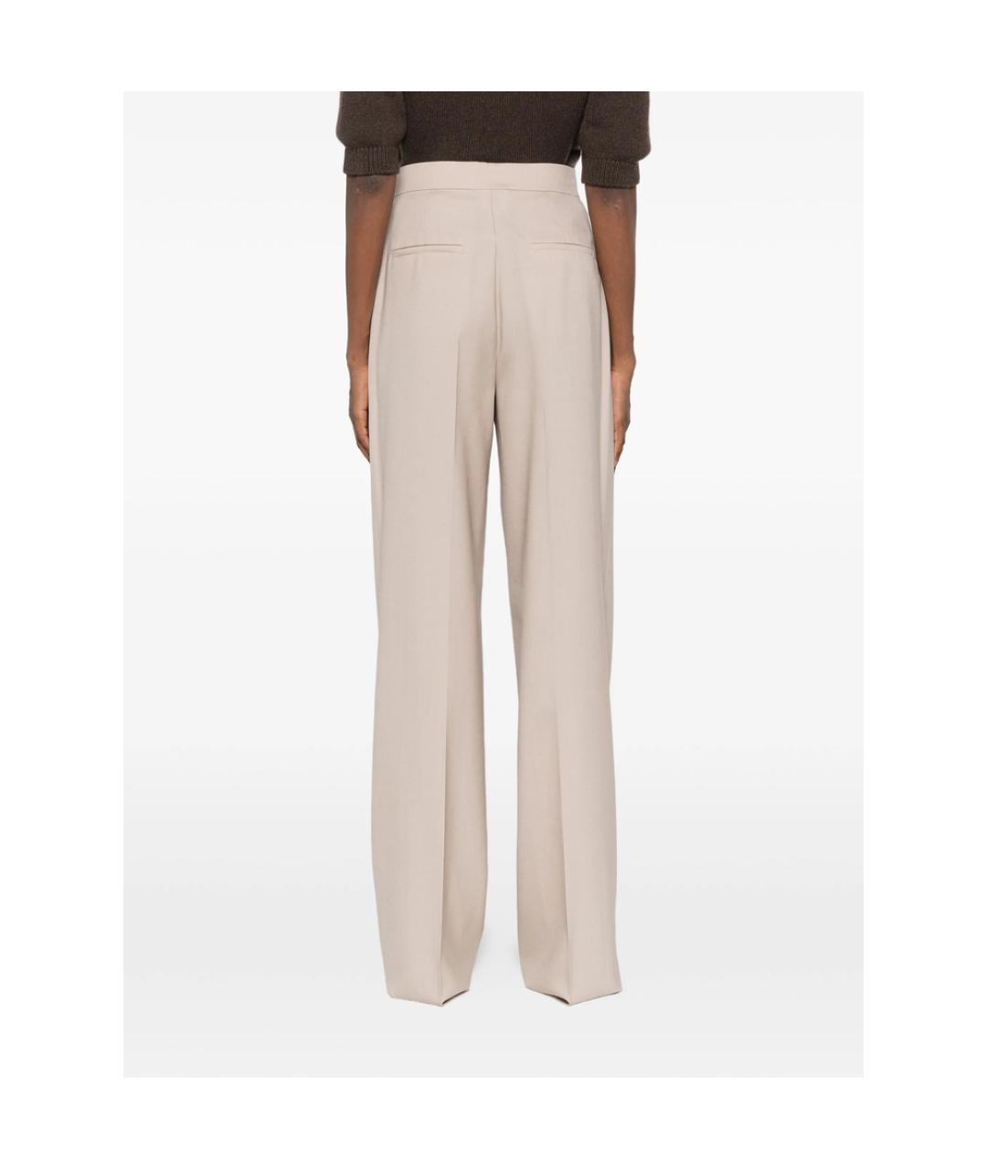 MAX MARA Бежевые шерстяные прямые брюки, фото 3