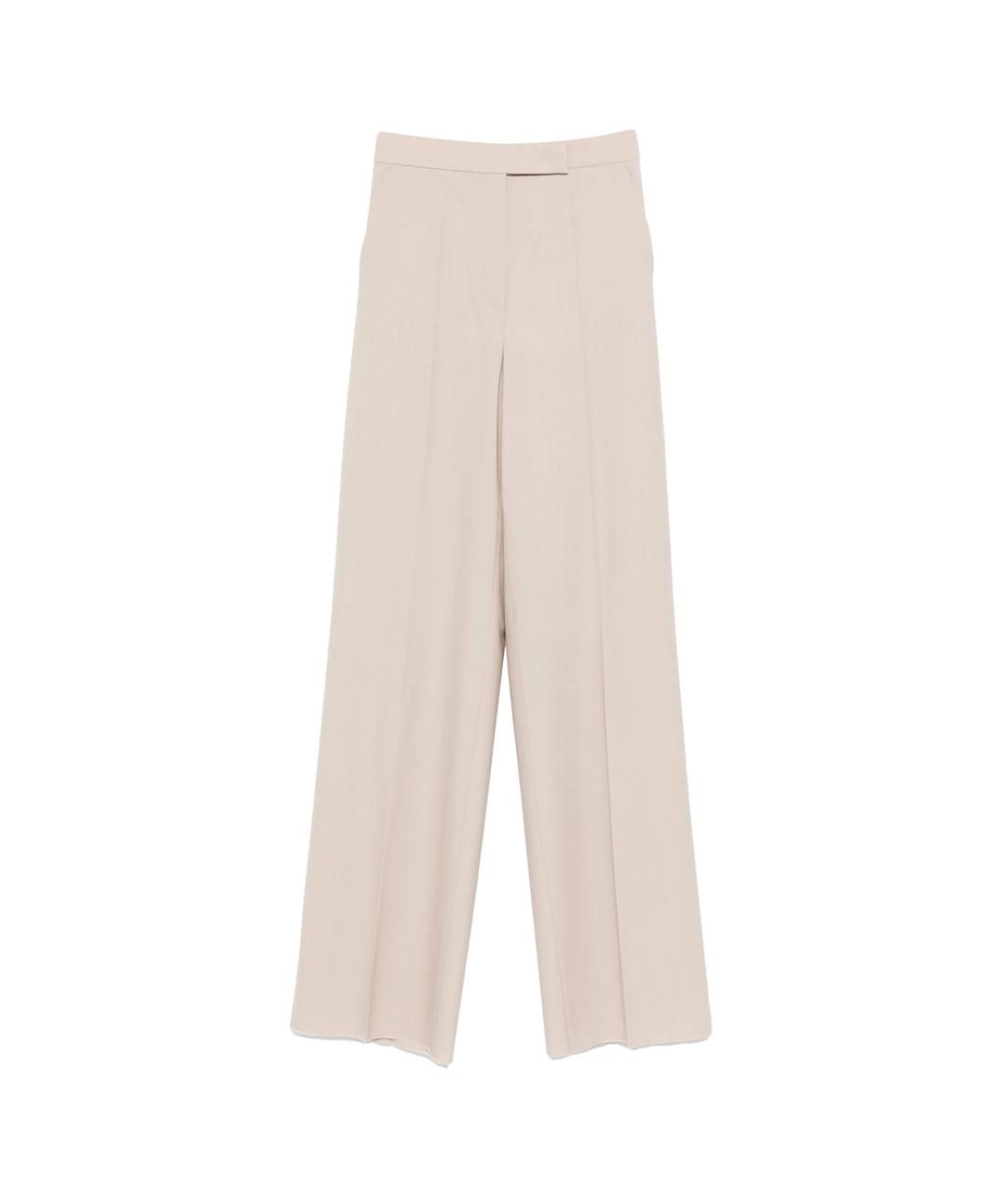 MAX MARA Бежевые шерстяные прямые брюки, фото 1