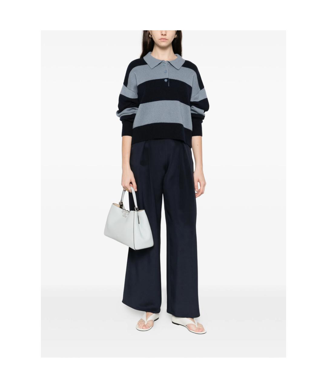 MAX MARA Синие шелковые брюки широкие, фото 3