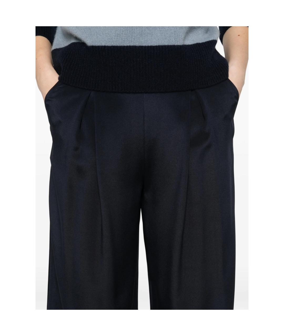 MAX MARA Синие шелковые брюки широкие, фото 4
