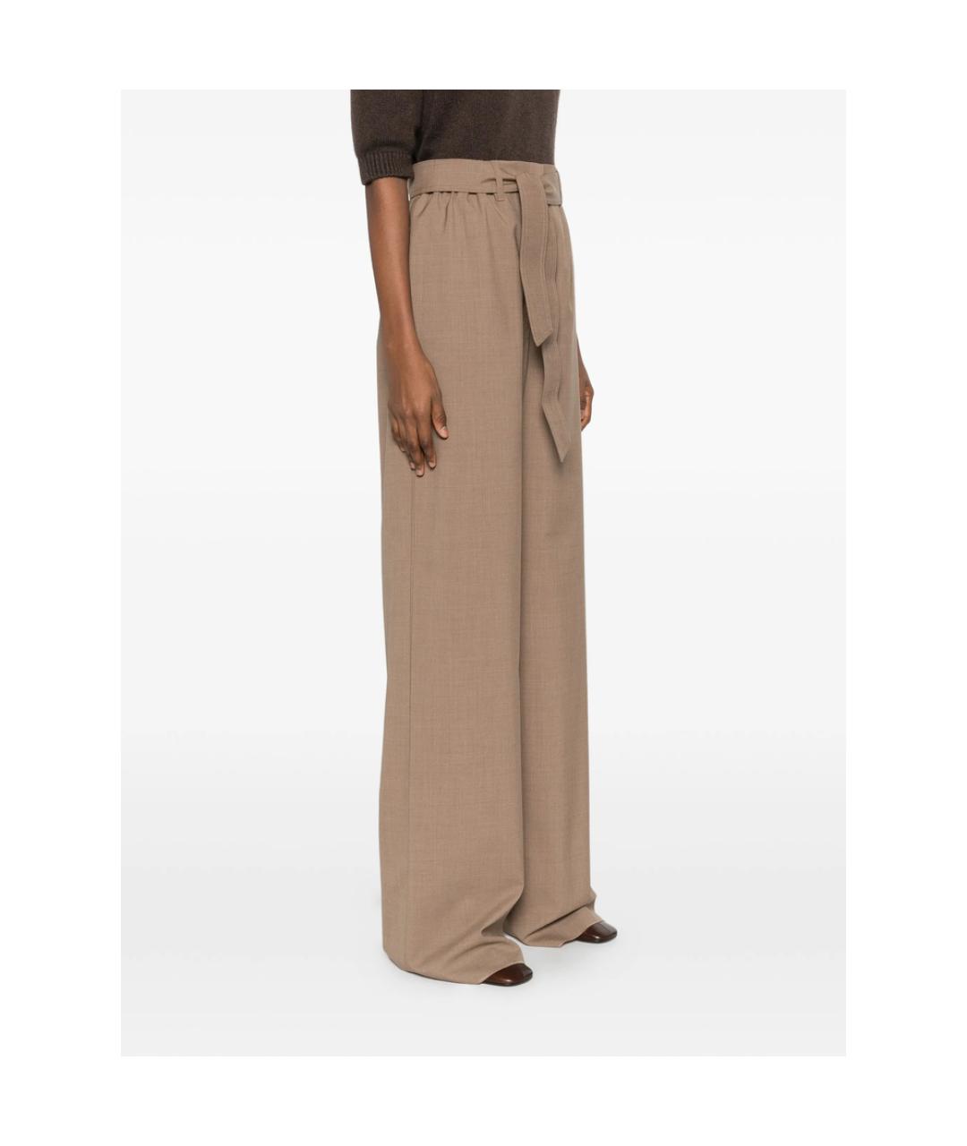 MAX MARA Коричневые шерстяные прямые брюки, фото 2