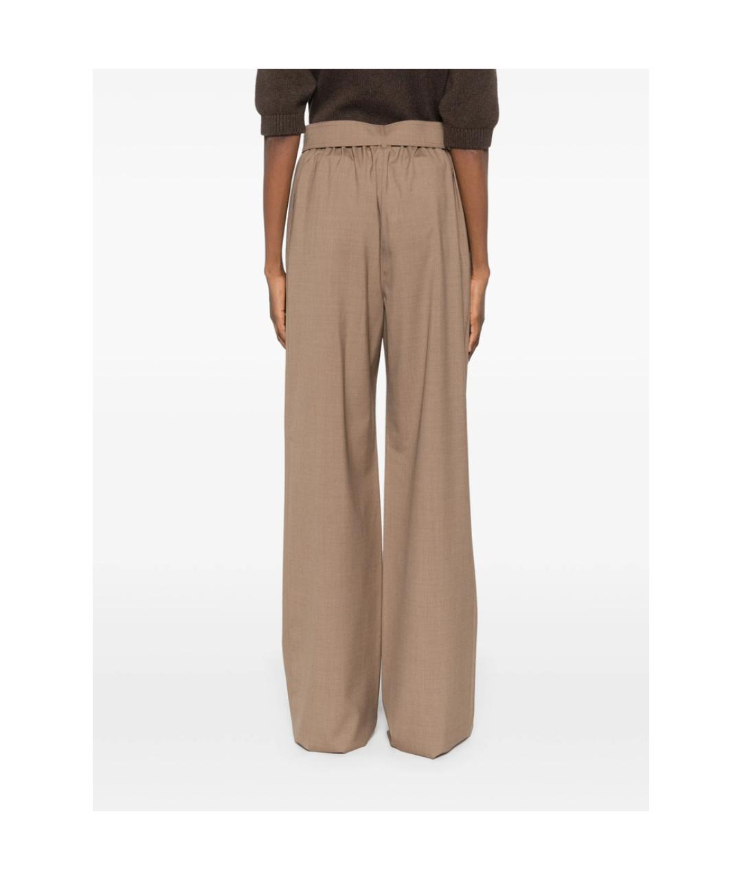 MAX MARA Коричневые шерстяные прямые брюки, фото 4