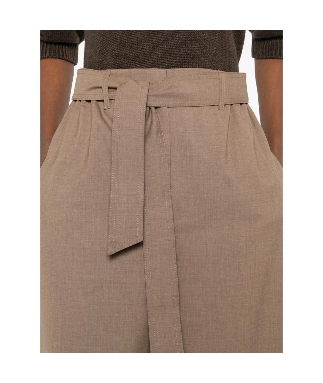 MAX MARA Коричневые шерстяные прямые брюки, фото 5
