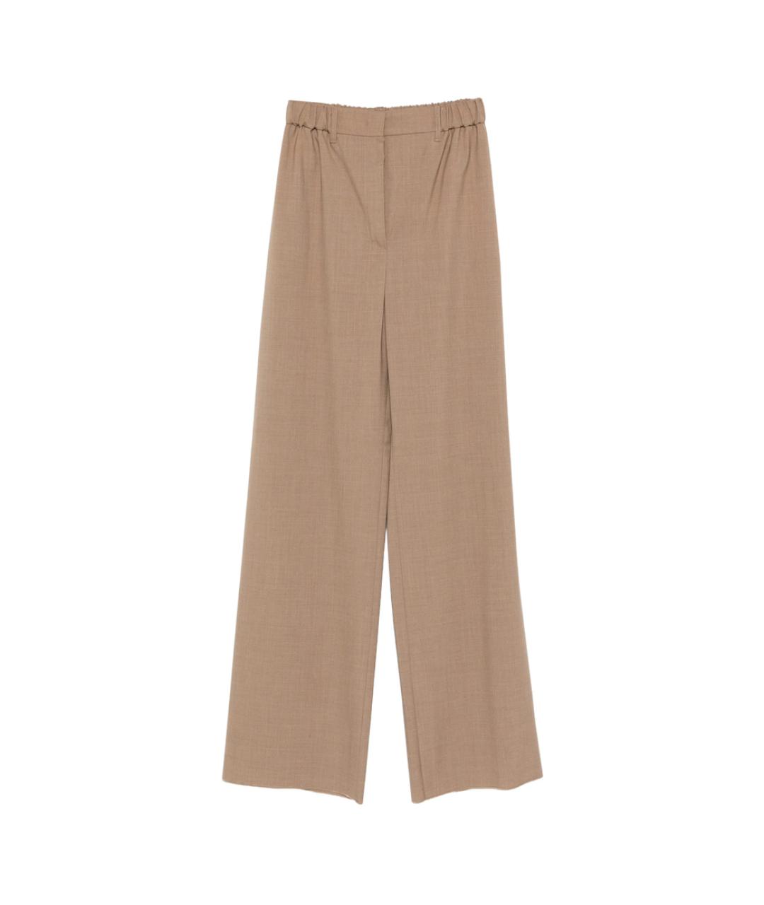 MAX MARA Коричневые шерстяные прямые брюки, фото 1