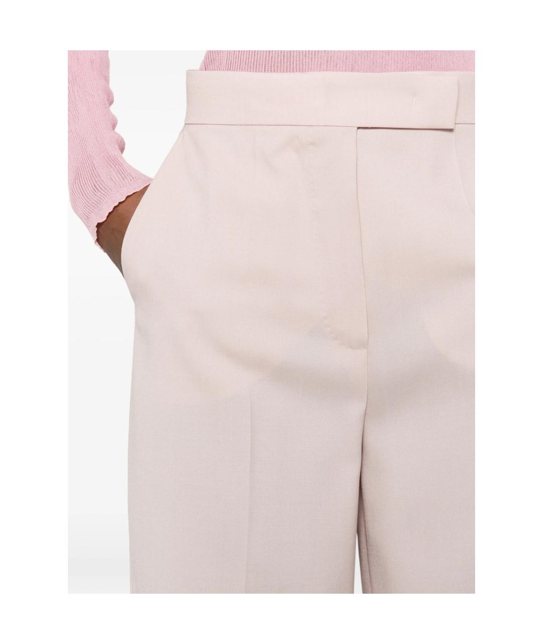 MAX MARA Розовые шелковые прямые брюки, фото 2