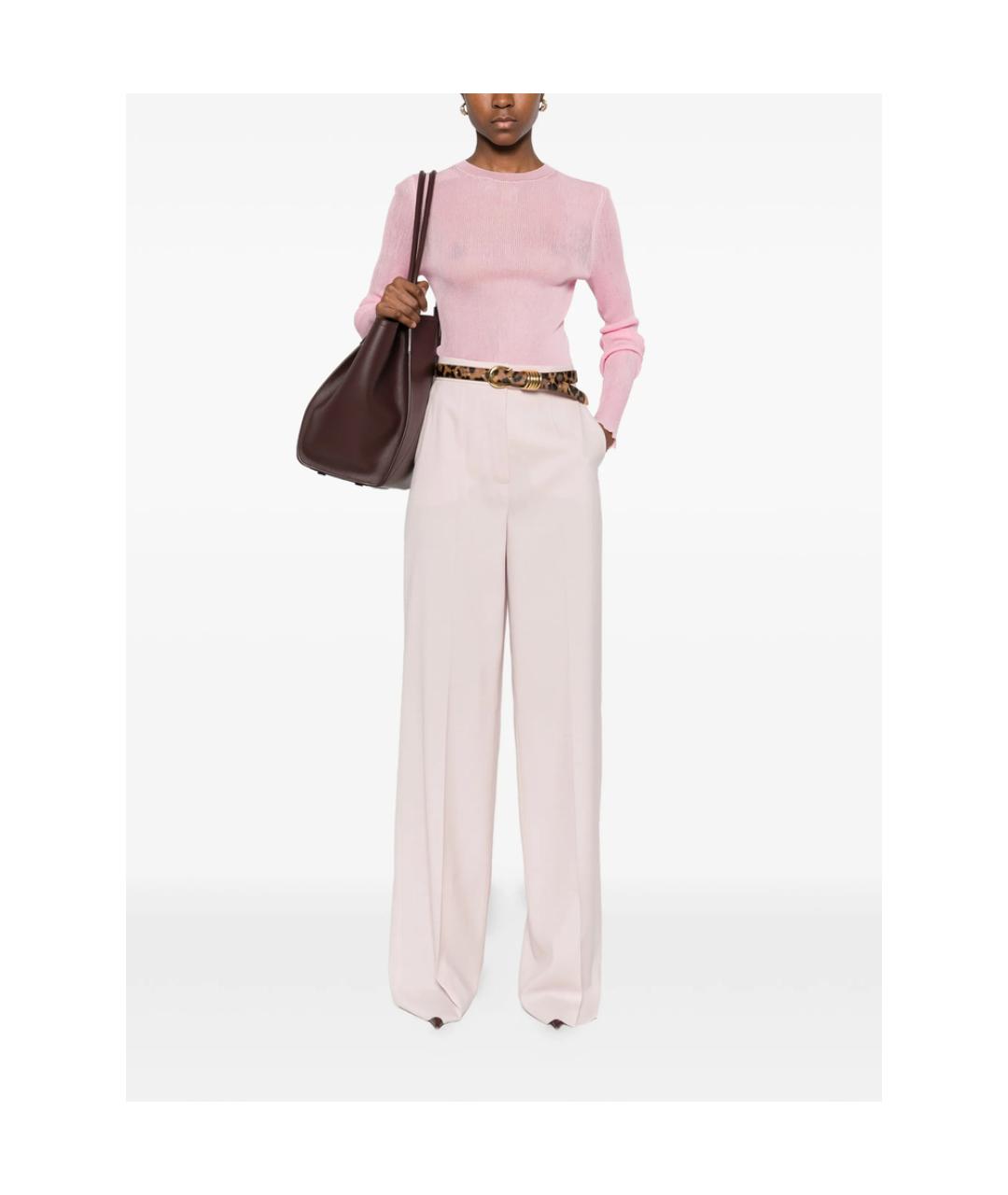MAX MARA Розовые шелковые прямые брюки, фото 3