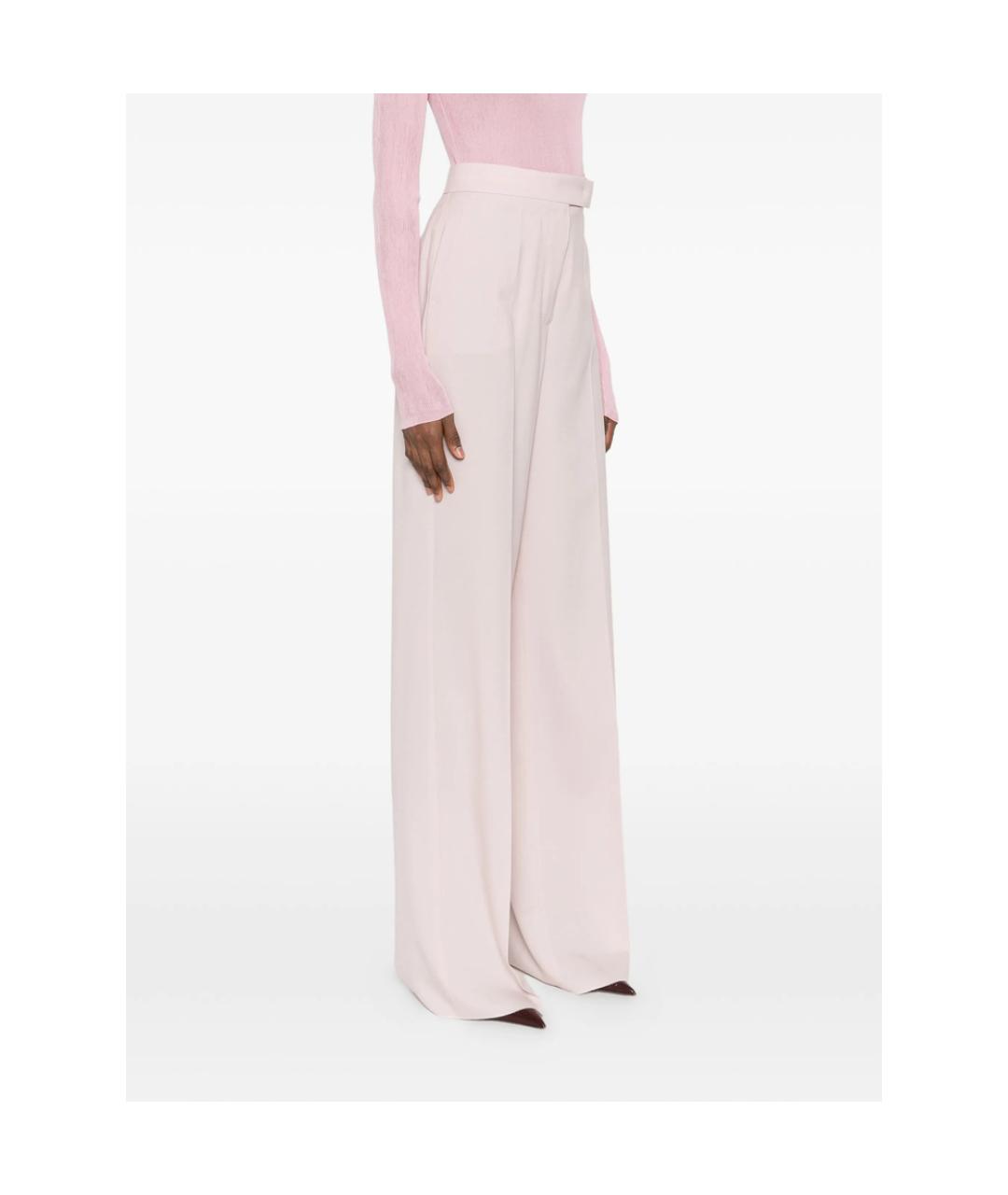 MAX MARA Розовые шелковые прямые брюки, фото 5