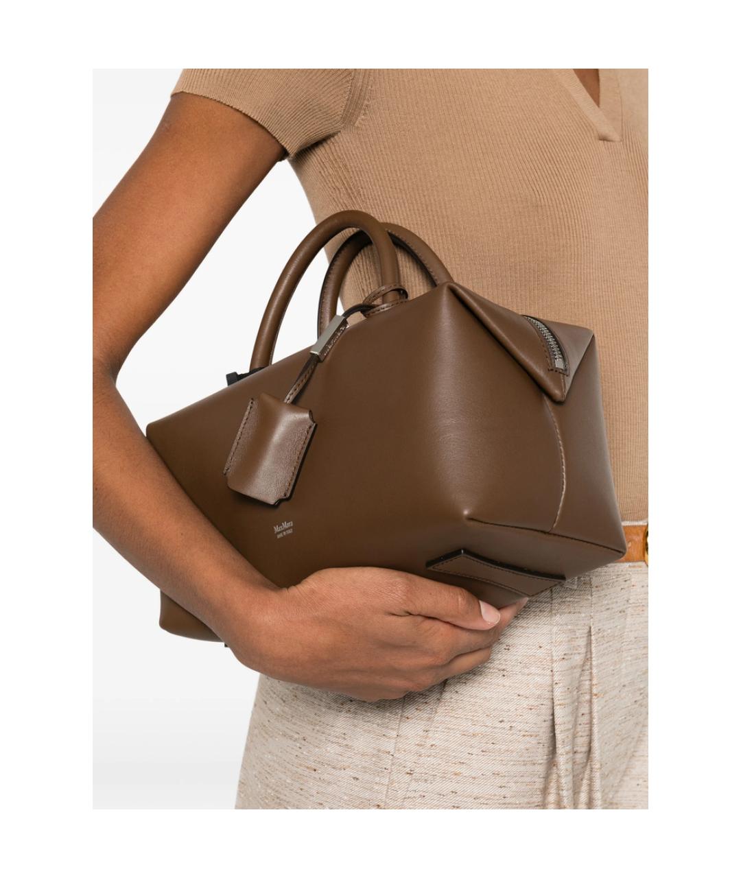 MAX MARA Коричневая кожаная сумка тоут, фото 4
