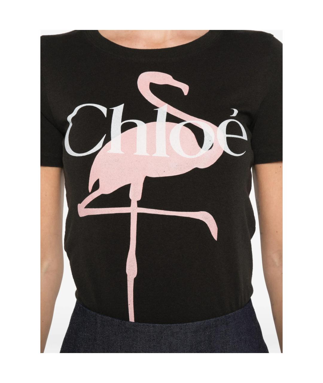 CHLOE Черная хлопковая футболка, фото 4