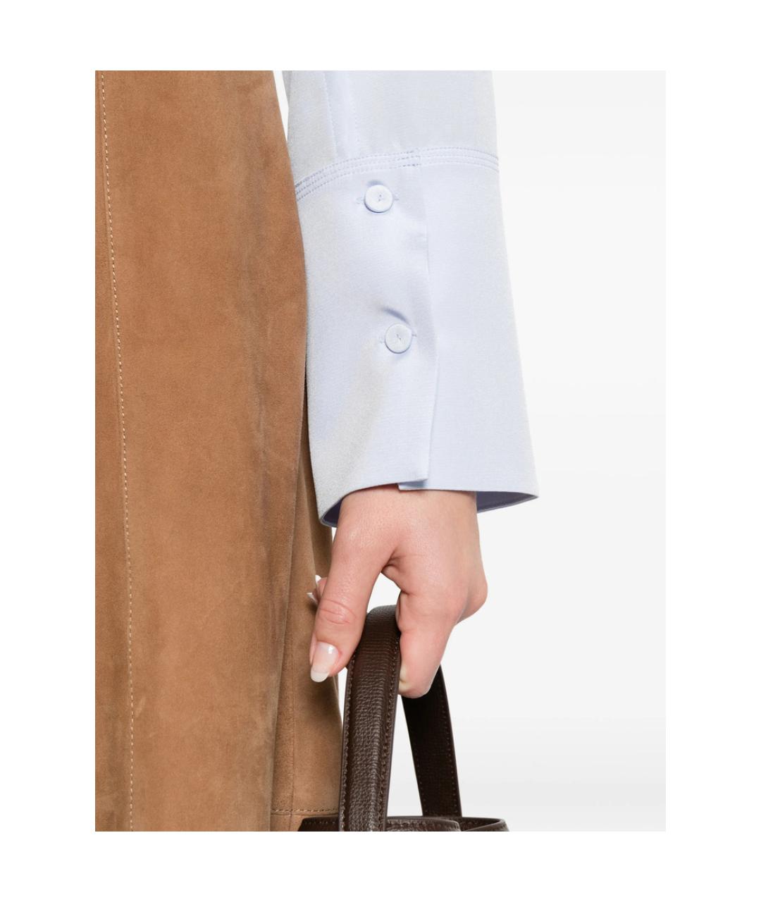 MAX MARA Голубая шелковая рубашка, фото 2