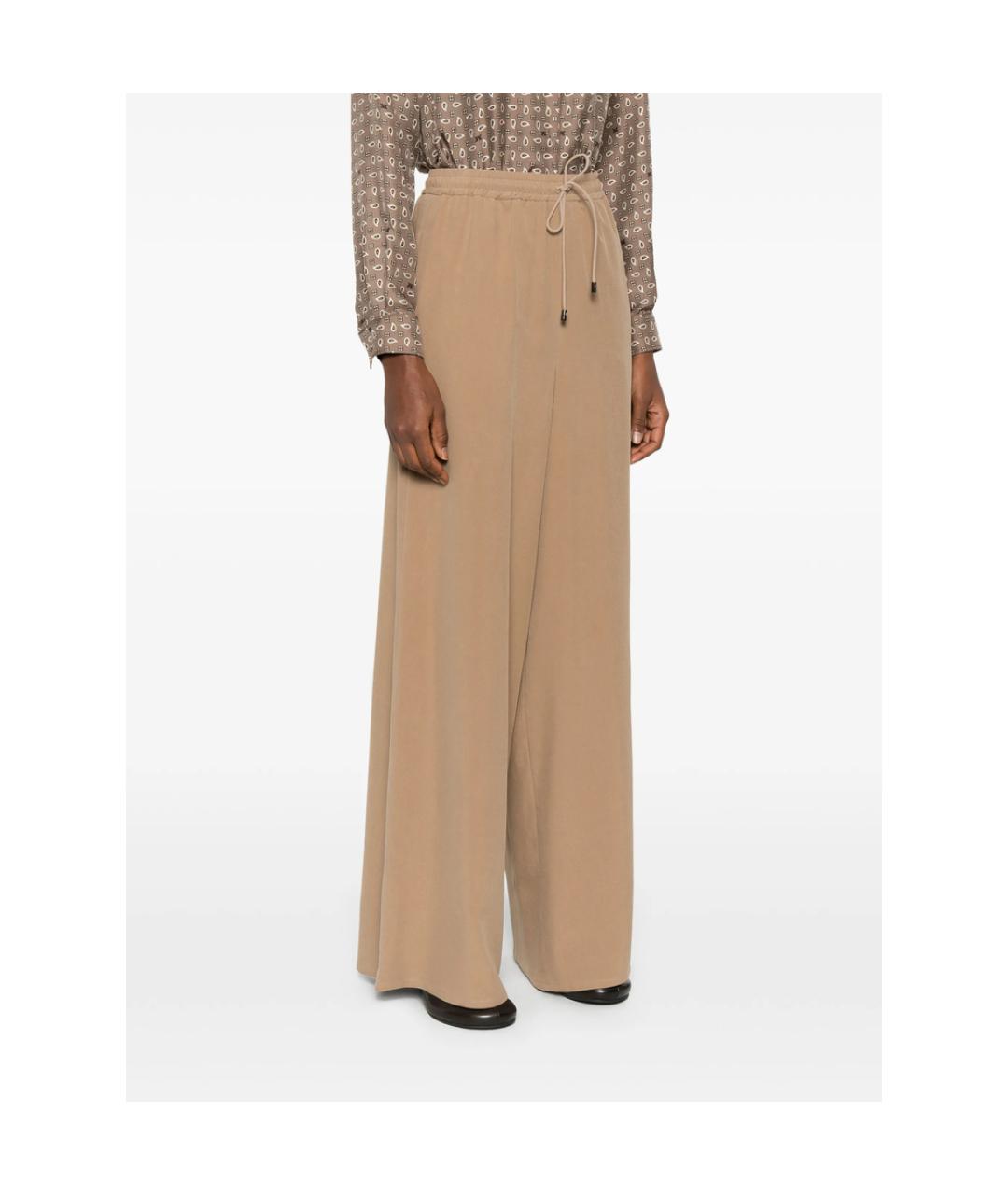 MAX MARA Бежевые шелковые брюки широкие, фото 5