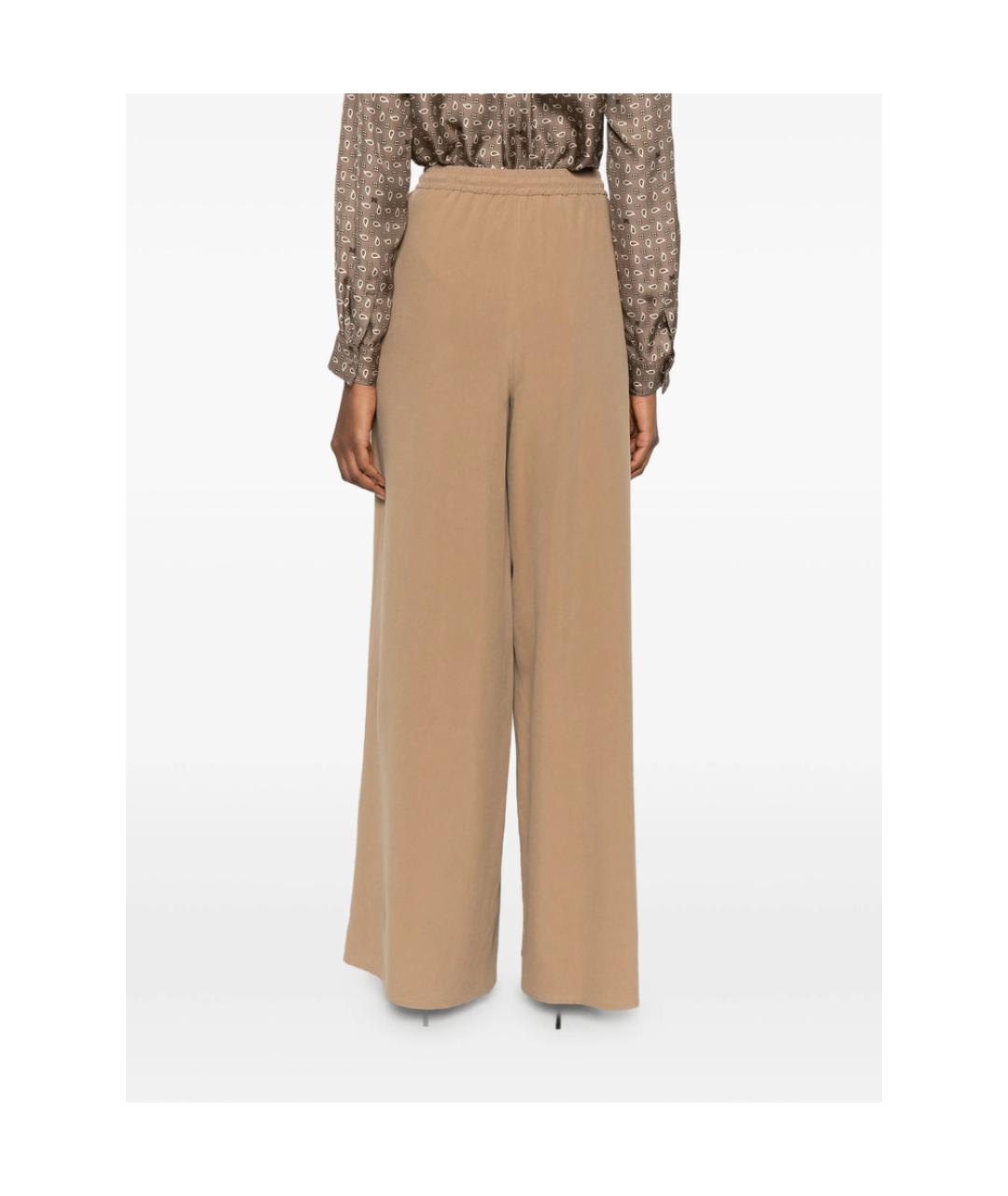 MAX MARA Бежевые шелковые брюки широкие, фото 3