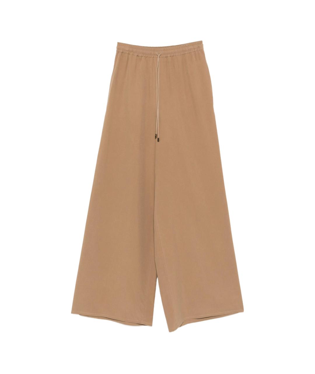 MAX MARA Бежевые шелковые брюки широкие, фото 1