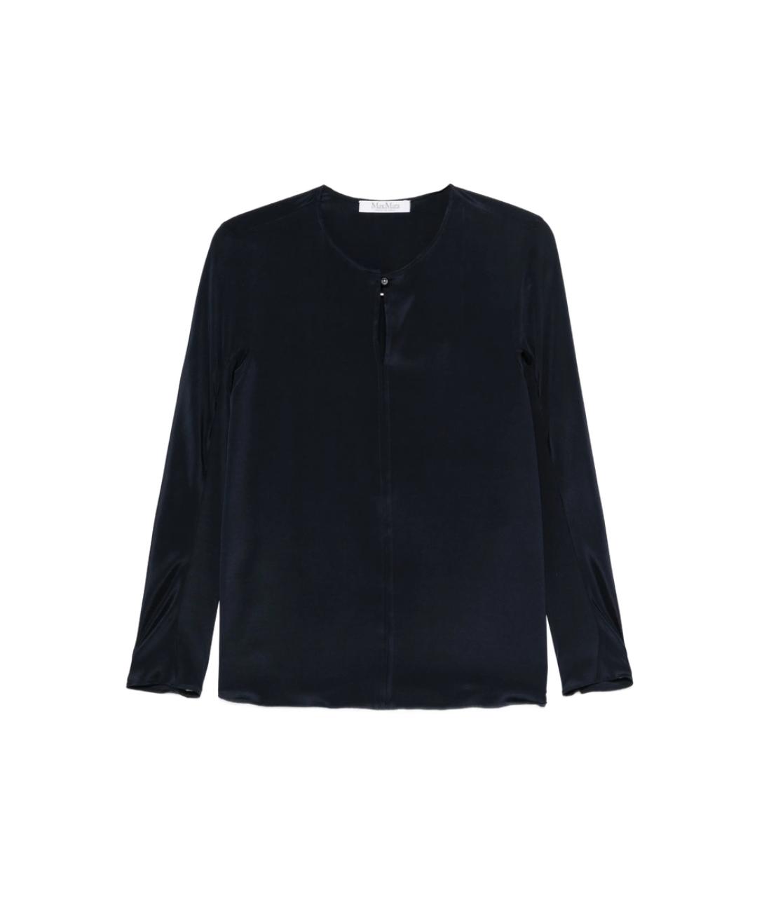 MAX MARA Синяя шелковая блузы, фото 1