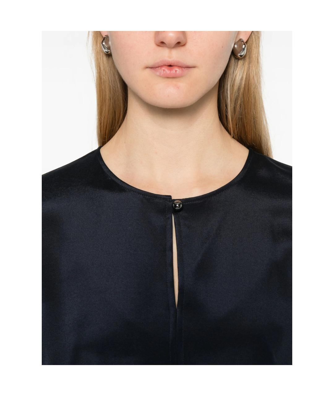 MAX MARA Синяя шелковая блузы, фото 4