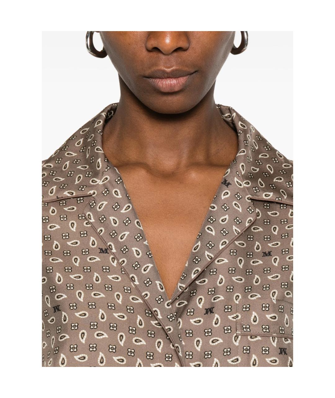 MAX MARA Коричневая шелковая рубашка, фото 4