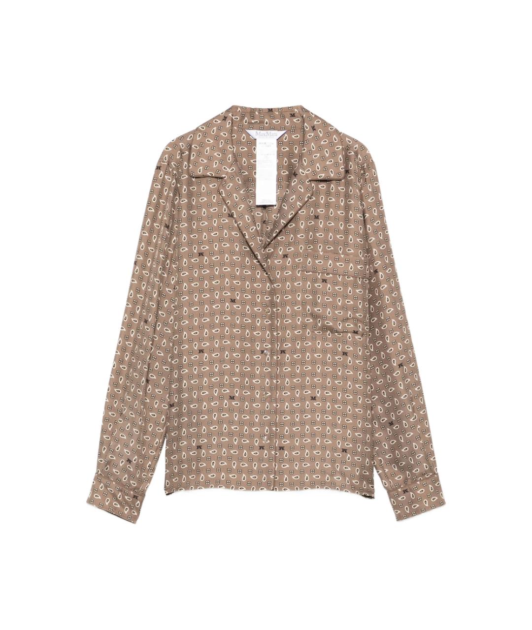 MAX MARA Коричневая шелковая рубашка, фото 1