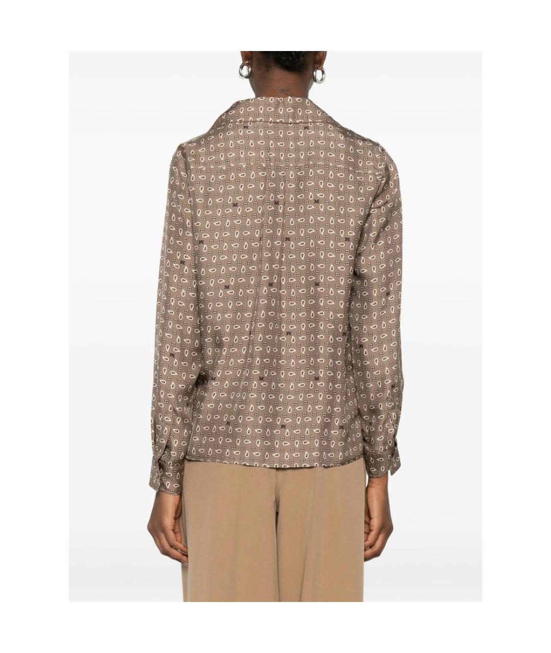 MAX MARA Коричневая шелковая рубашка, фото 3