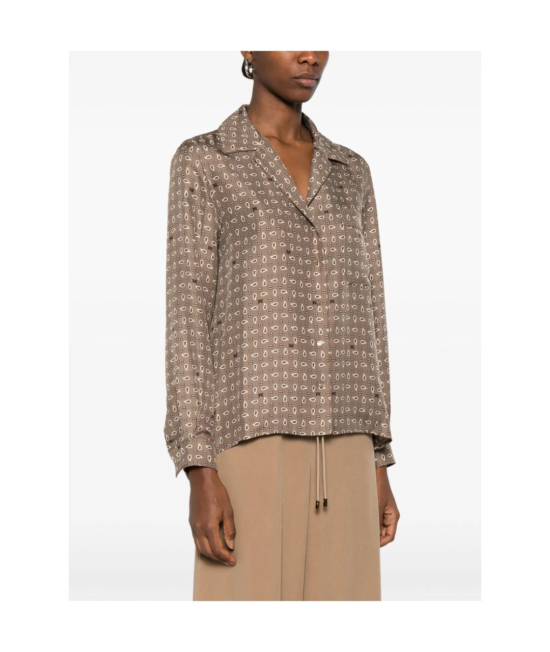 MAX MARA Коричневая шелковая рубашка, фото 5