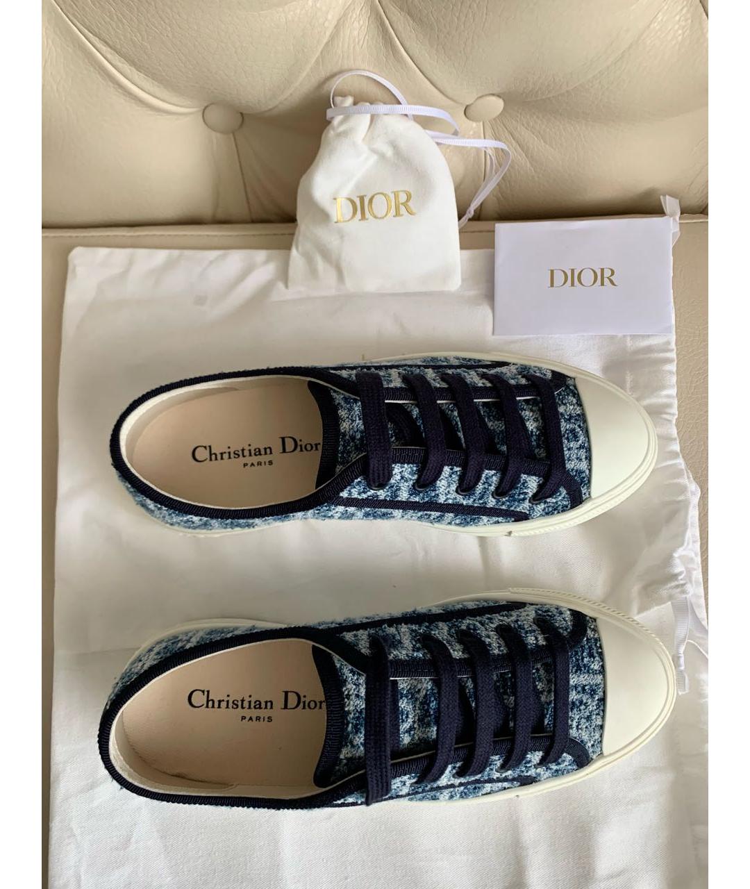 CHRISTIAN DIOR Синие текстильные кеды, фото 3
