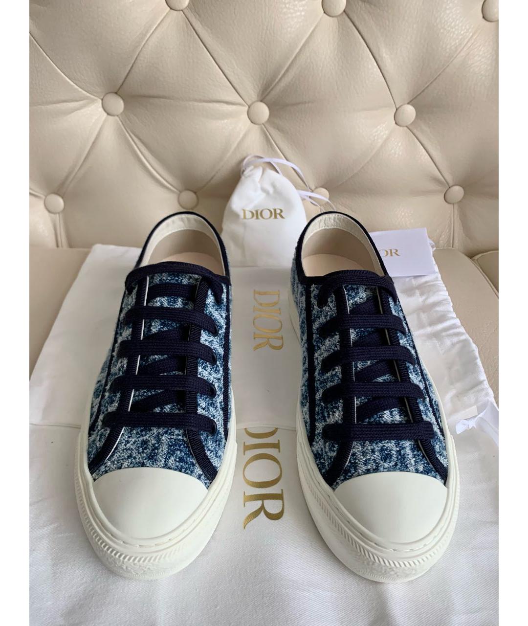CHRISTIAN DIOR Синие текстильные кеды, фото 2